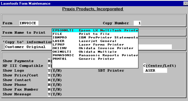 Setup Screen